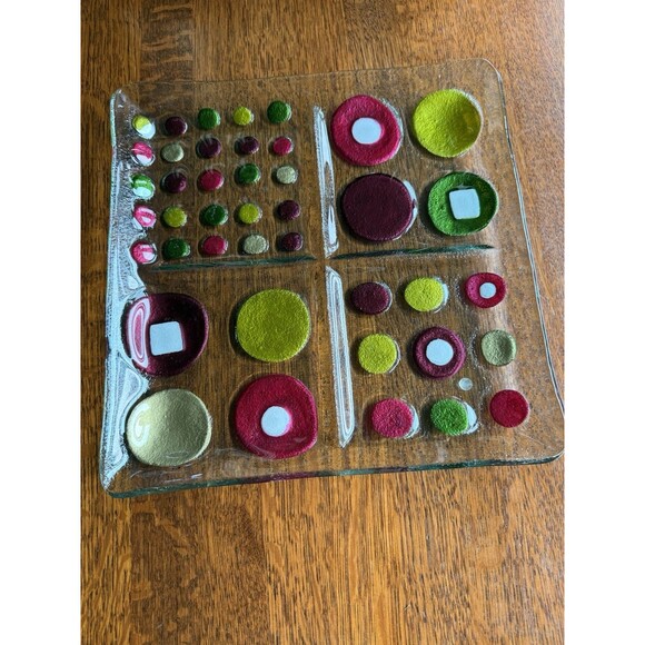 Lori Siebert for SILVESTRI Glass Fusion Abstract Circles Plate Platter Tray Dish - Picture 6 of 6